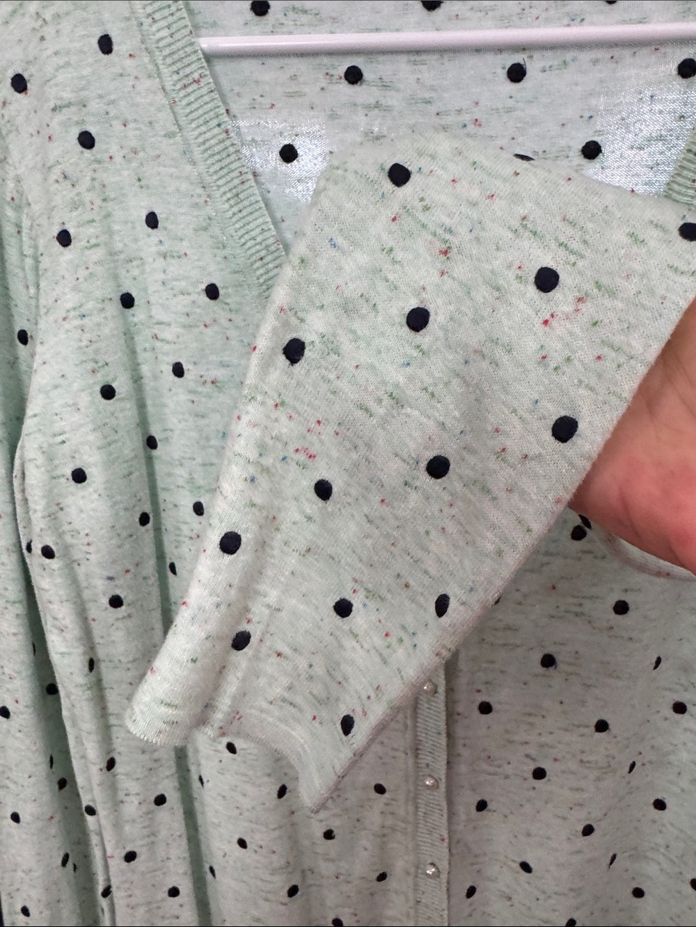 McGregor Mint Green Tweed Polka Dot V-Neck Cardigan Sweater Pearl Button XL NWOT - Picture 6 of 6